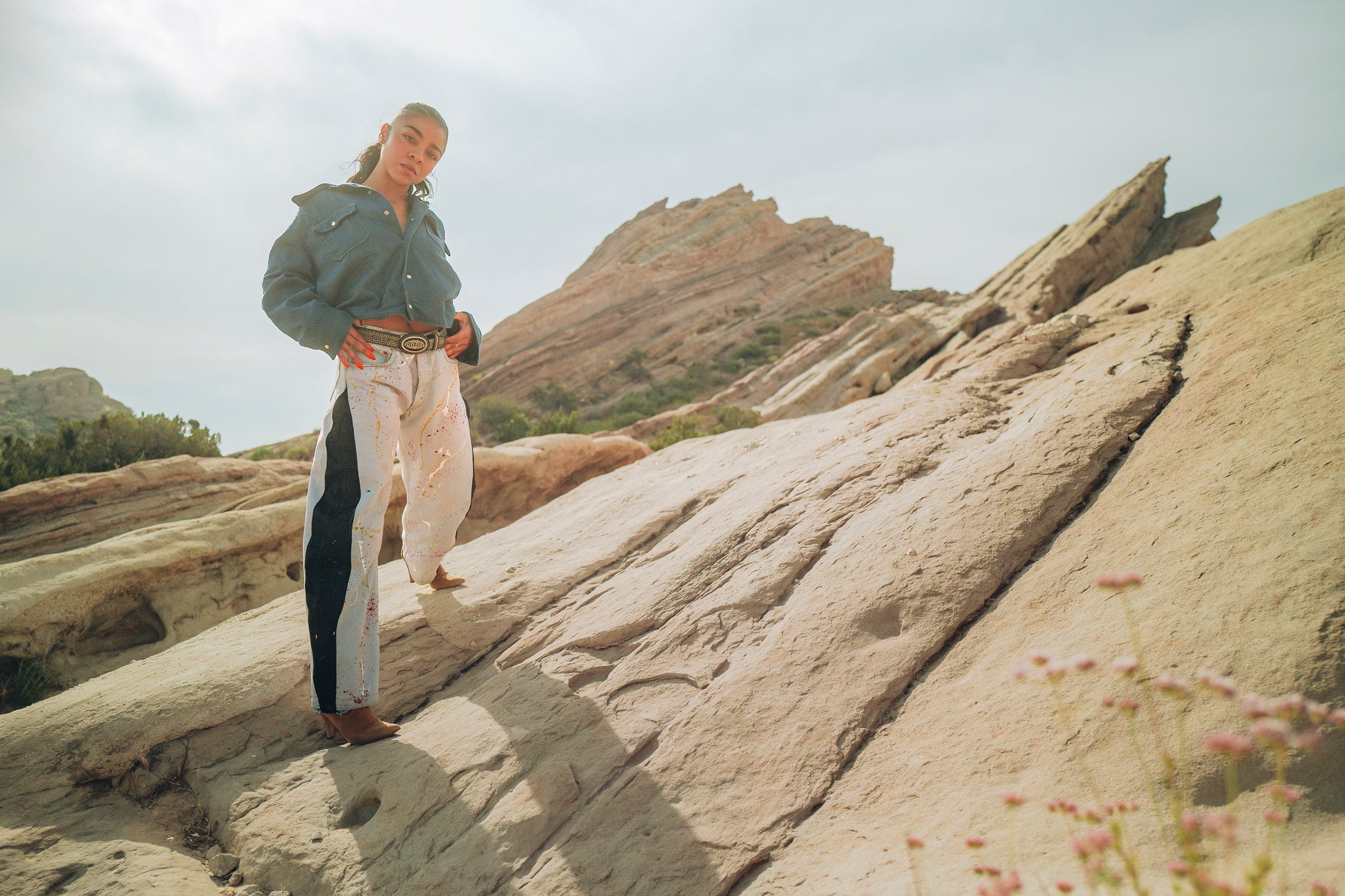 VINTAGE DENIM LONG SLEEVE SHIRT; VINTAGE PAINT DAB PANEL 501'S