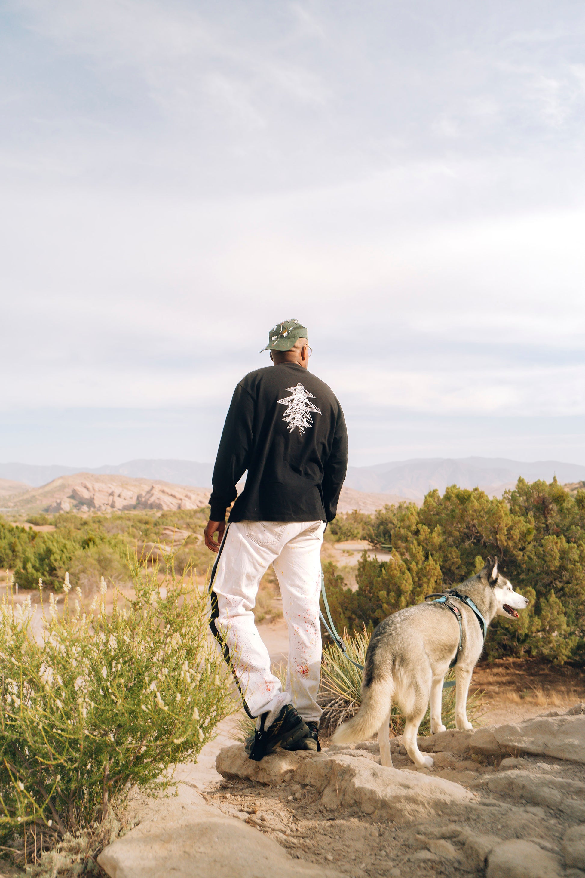 HVNS EYEGOTU LONG SLEEVE TEE,  VINTAGE PAINT DAB PANEL 501'S; PAINT DAB BASEBALL CAP