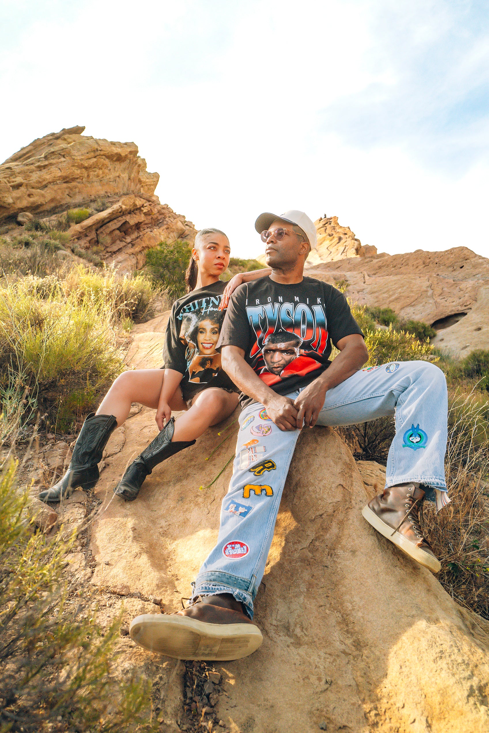 VINTAGE TWO TONE 501 SHORTS; VINTAGE PATCHED PANEL 501'S