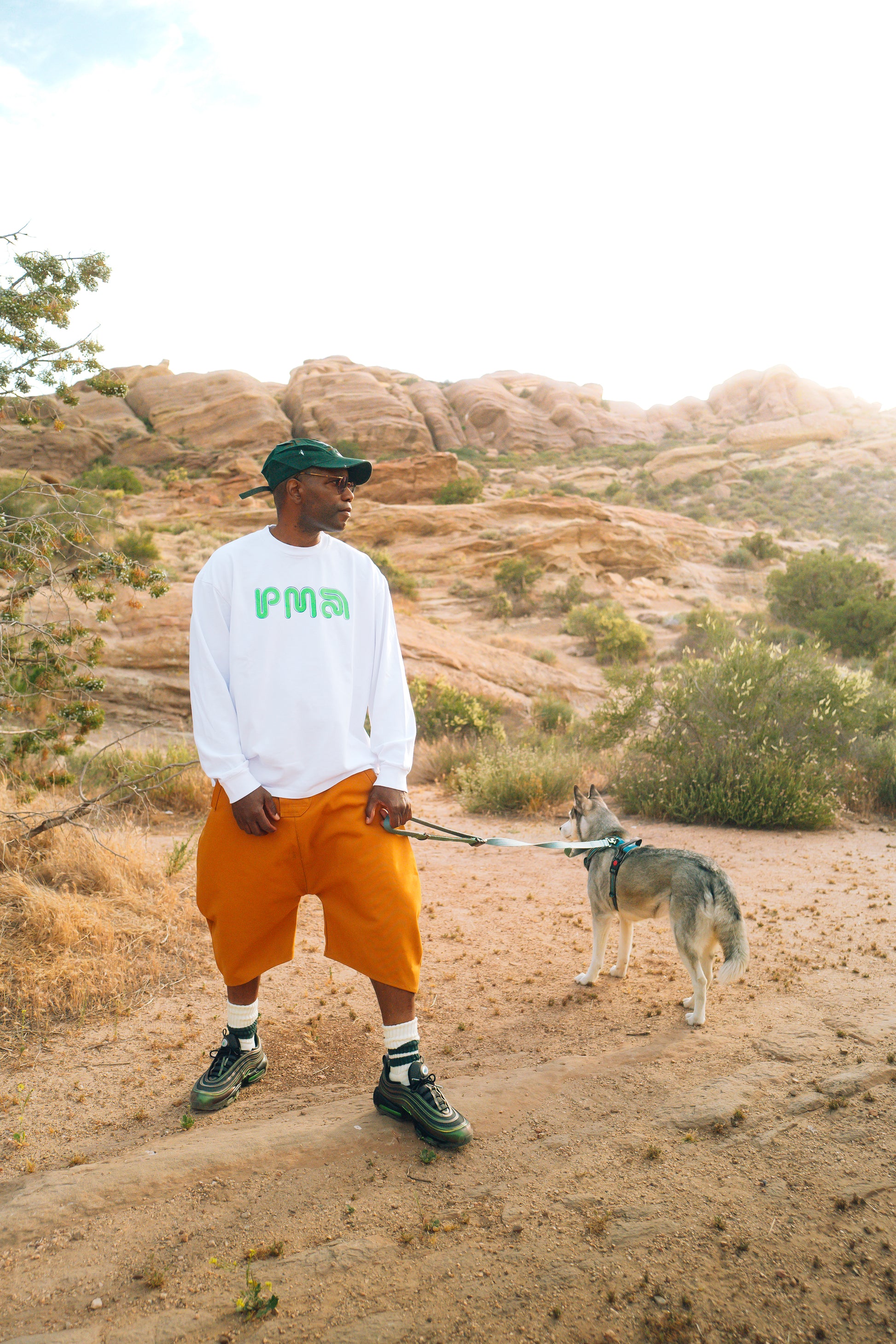 PAINT DAB CAP; "PMA" LONG SLEEVE TEE, SUPER HVY BOW LEG SHORT