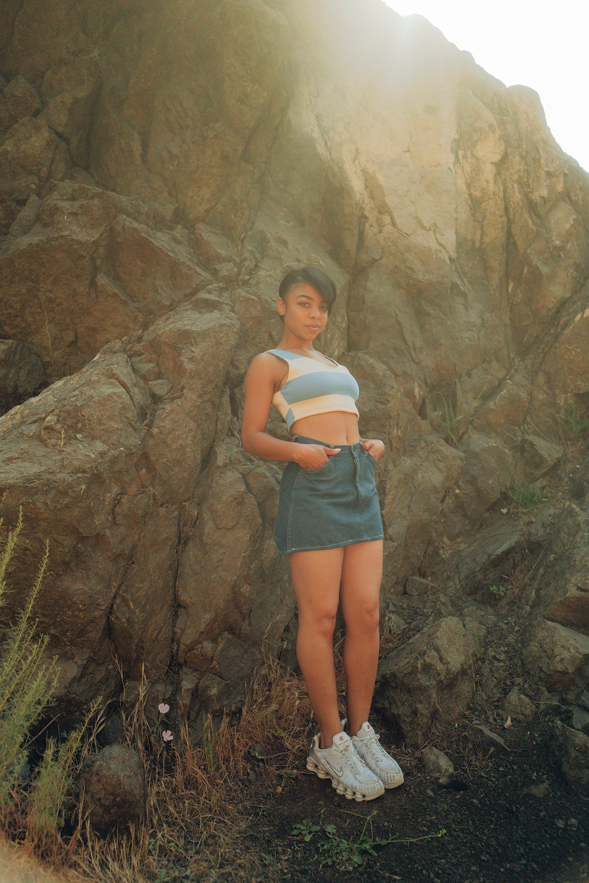 CAROLINA RIB KNIT TANK; PARIS DENIM MINI