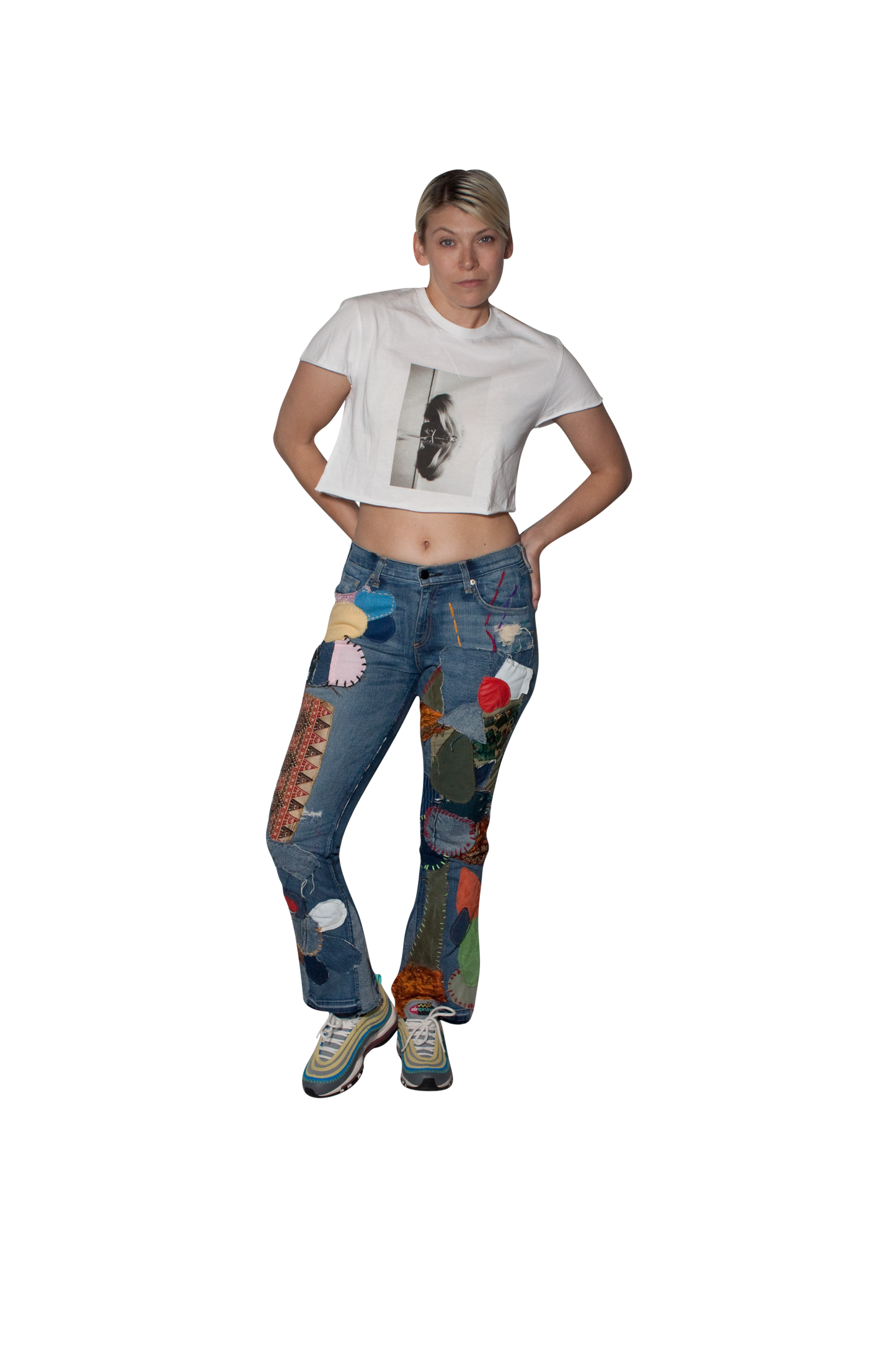 Womens Patchwork Denim