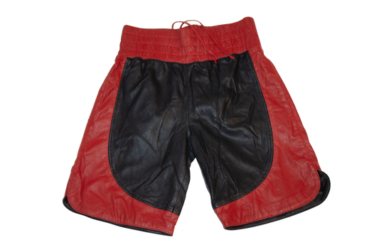 Black and Red Leather Boxing Short